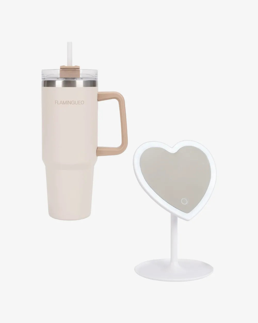 Pack termo + espejo corazón