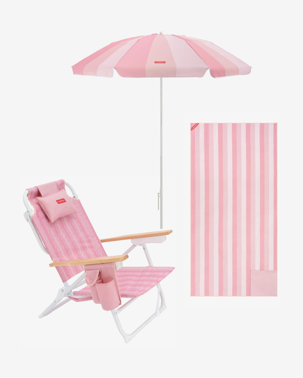 Pack sombrilla, silla y toalla - rosa