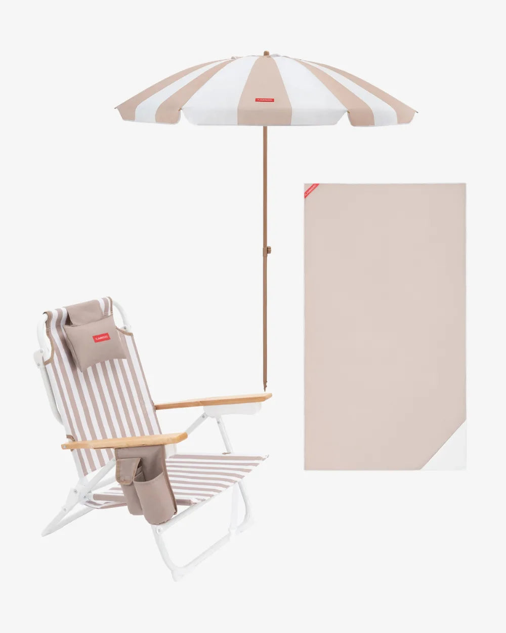 Pack sombrilla, silla y toalla - beige