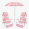 Lot comprenant un parasol et 2 transats - rose