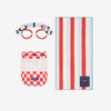 Pack toalla, gafas y mochila infantil - rojo