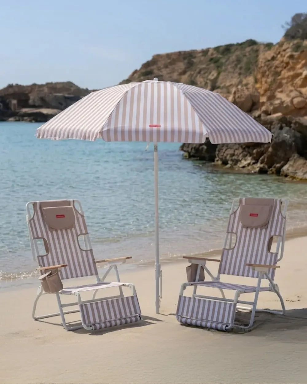 Pack sombrilla y 2 hamacas - beige