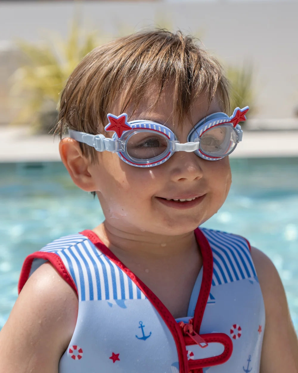 Pack toalla, gafas y mochila infantil - azul claro