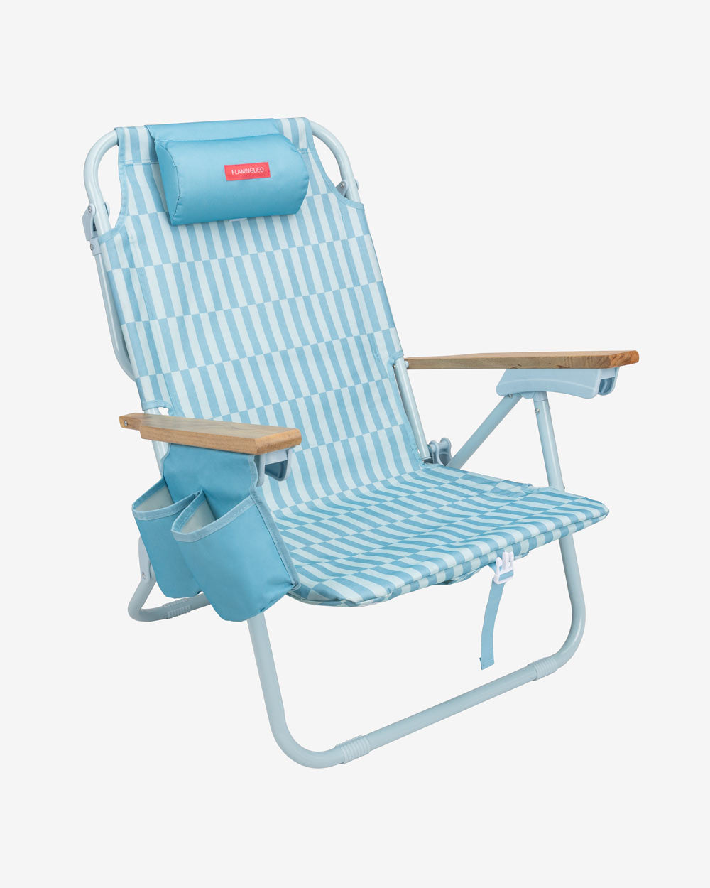 silla de playa plegable azul