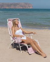 silla con reposapies rosa