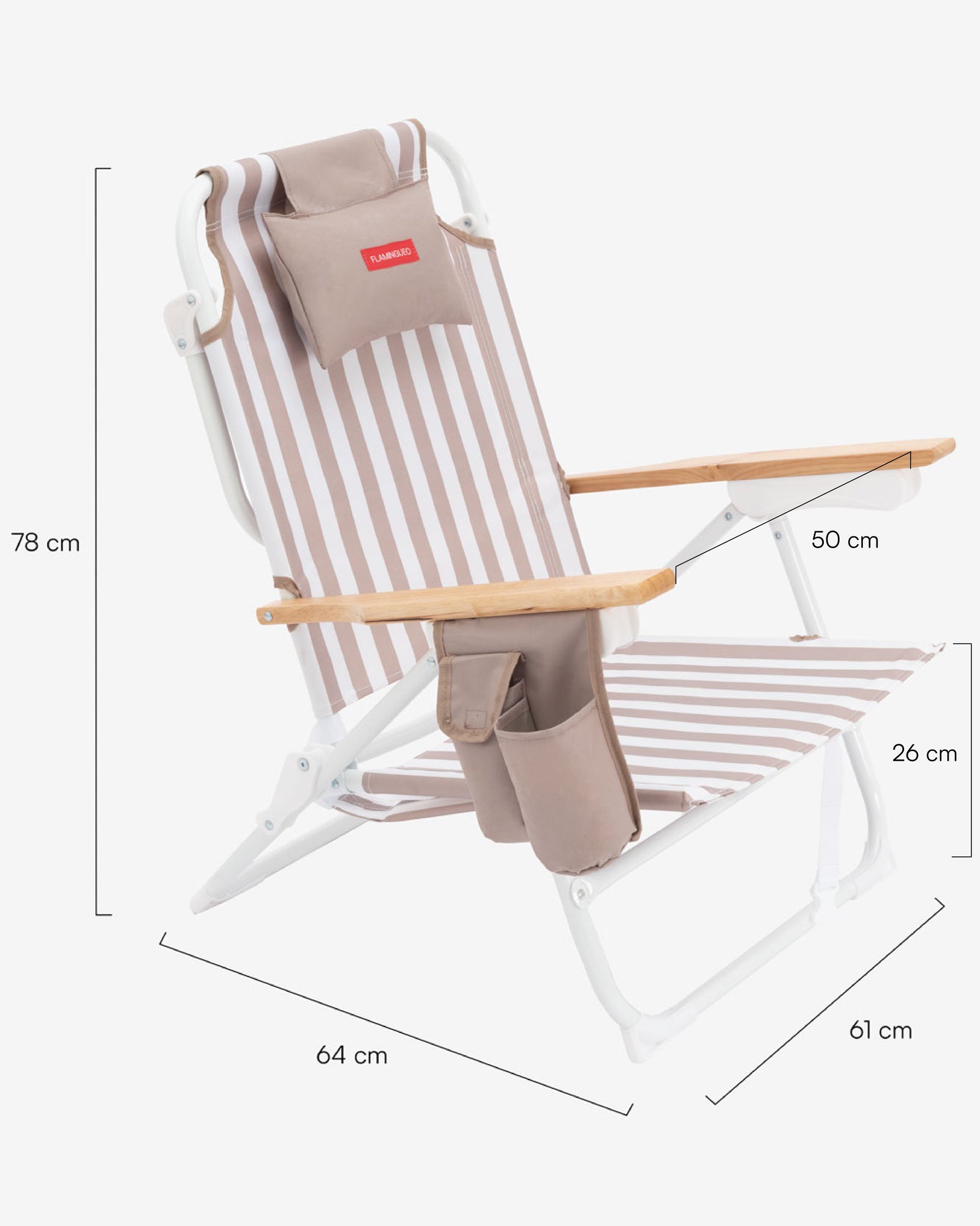 Dimensioni del prodotto Sedia da spiaggia reclinabile con borsa frigo – MISTRAL