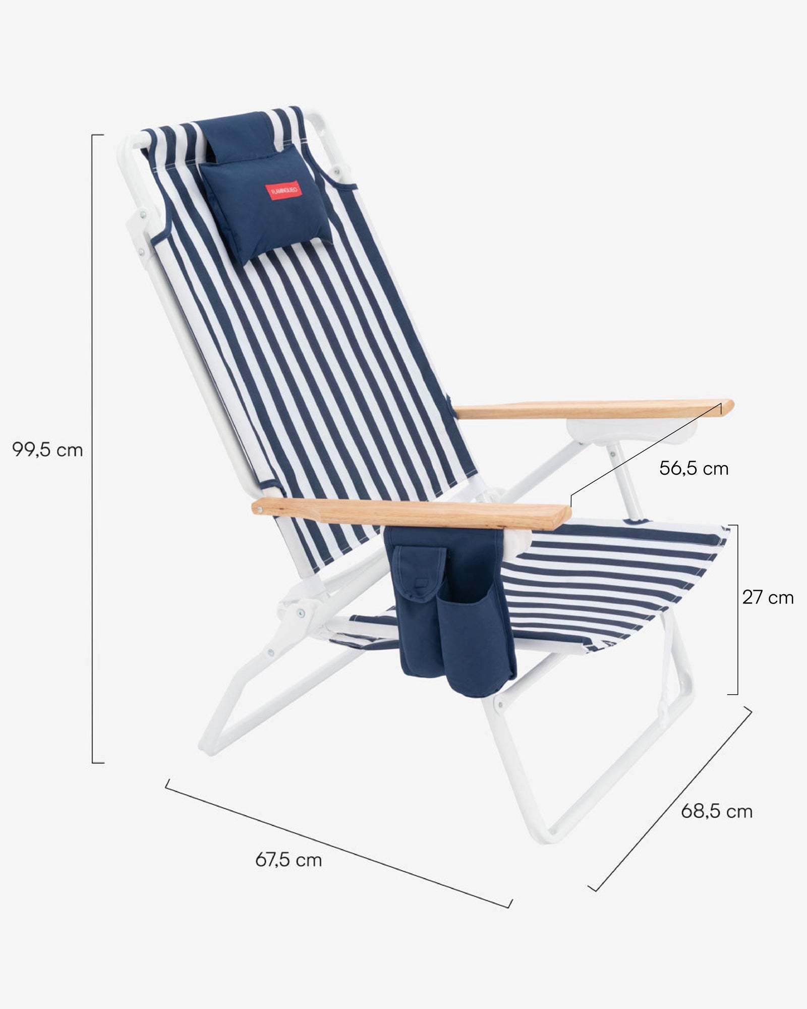 Dimensions du produit : Chaise longue de plage haute avec glacière – LORELEI