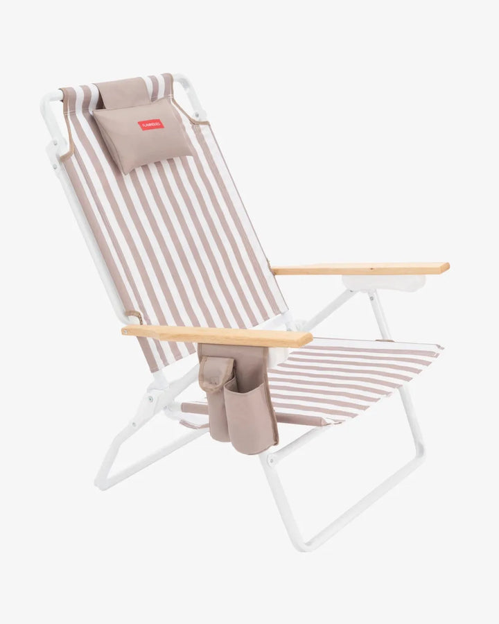 Silla de playa reclinable beige