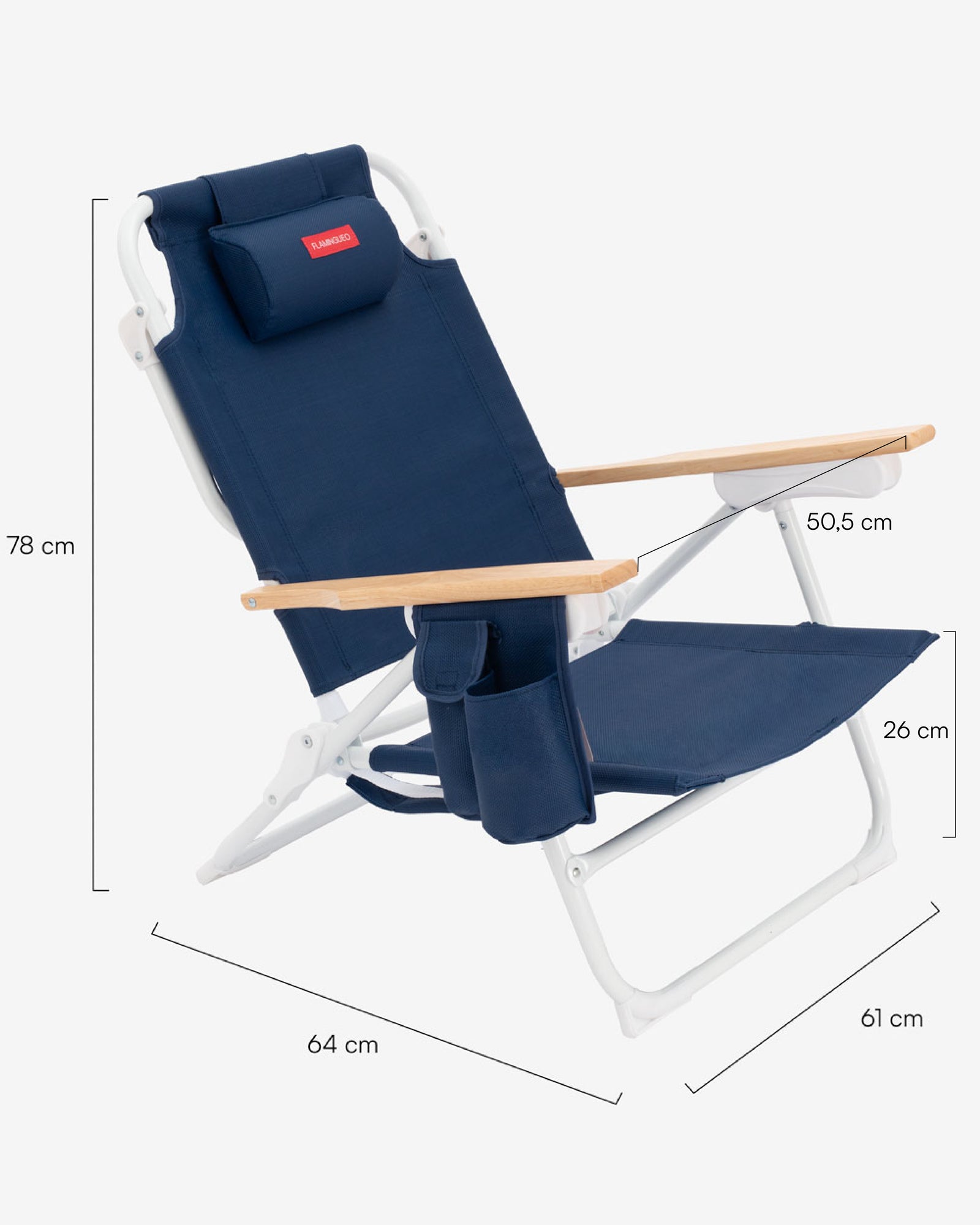 Medidas del producto Silla de playa reclinable de textileno – LUZIA