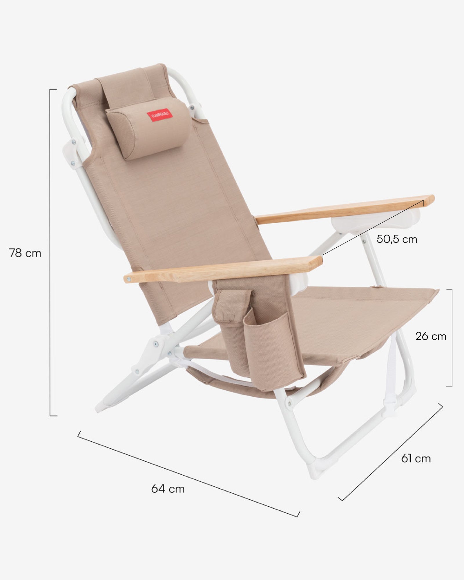 Medidas del producto Silla de playa reclinable de textileno – LUZIA