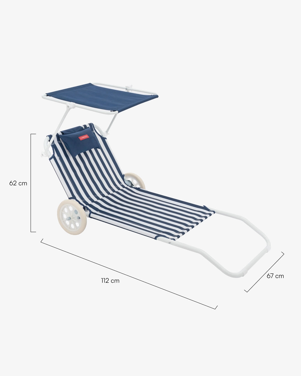 Medidas del producto Hamaca de playa con ruedas y parasol – FREYA