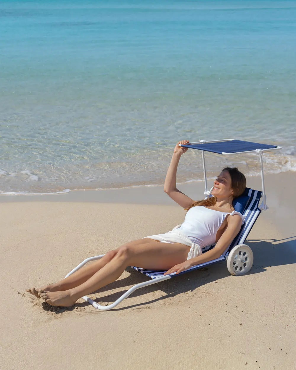 Hamaca de playa con ruedas y parasol – FREYA