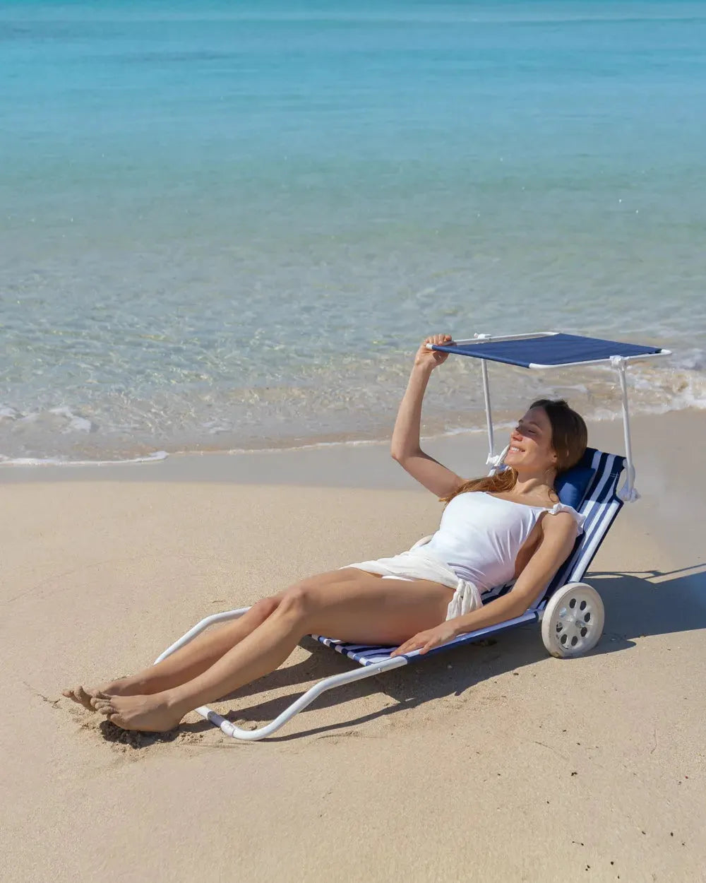 Hamaca de playa con ruedas y parasol – FREYA