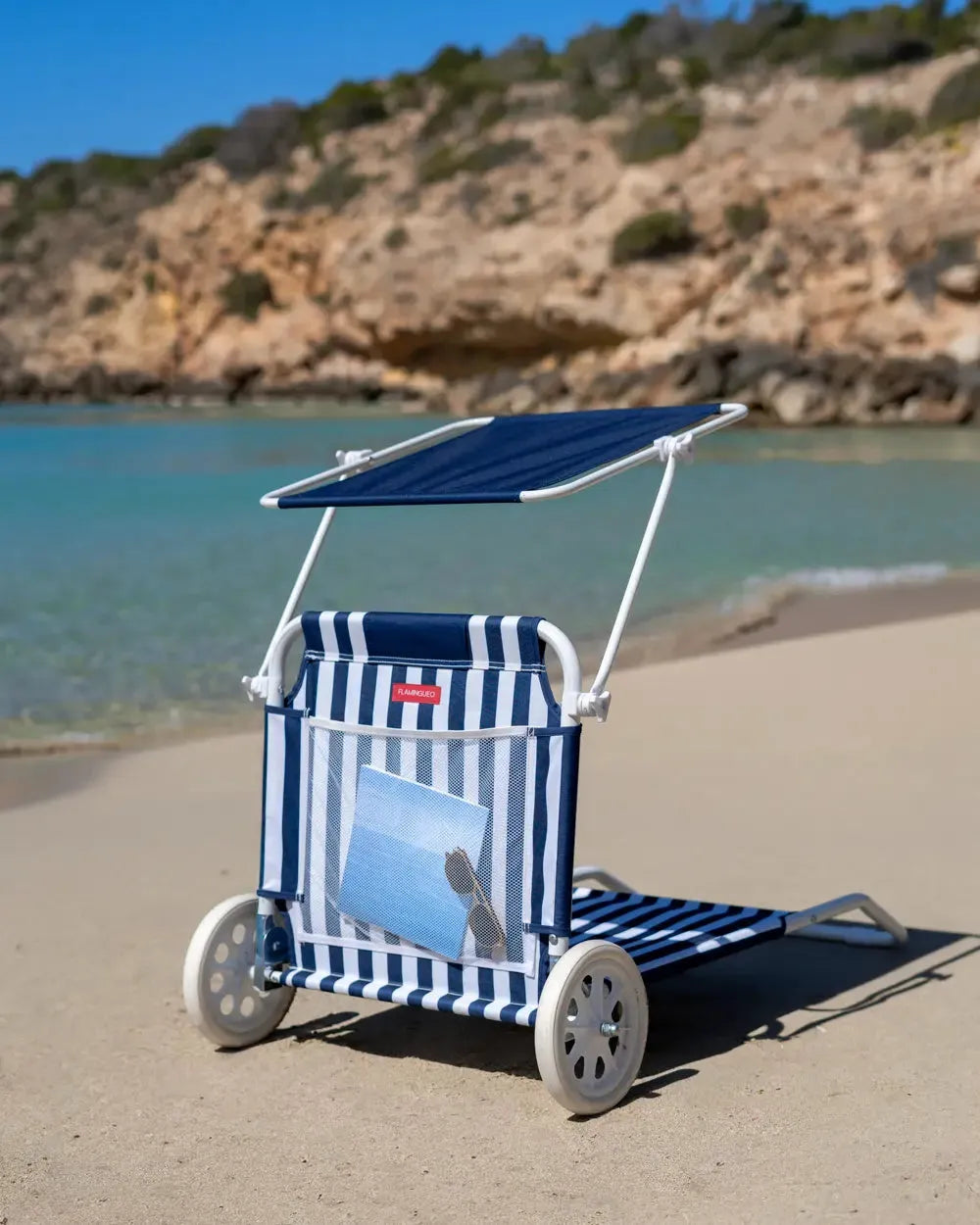 Transat de plage avec roulettes et parasol – FREYA