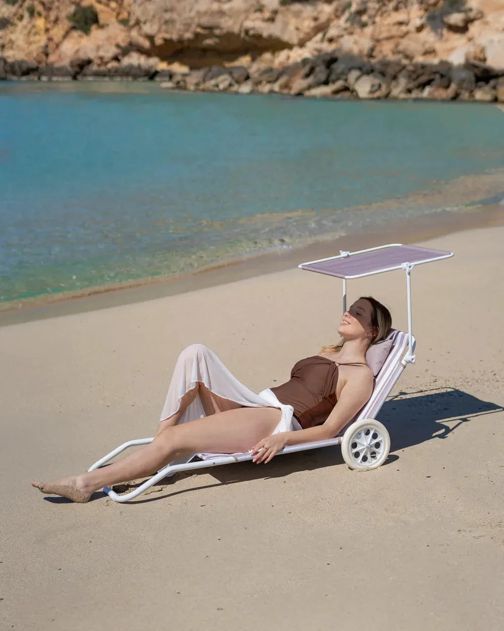 Sdraio da spiaggia con ruote e ombrellone – FREYA