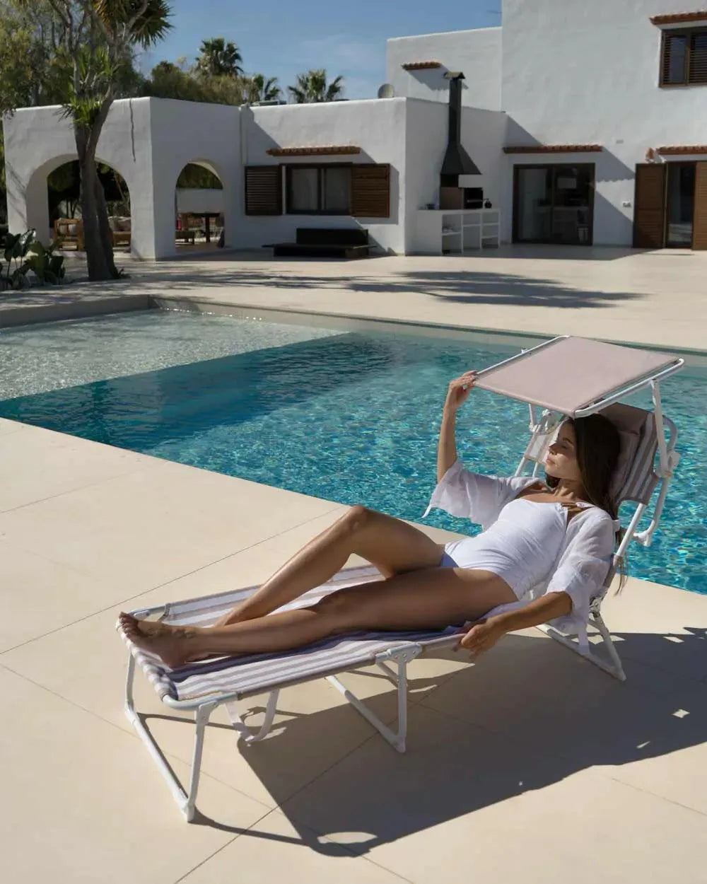 Tumbona de playa reclinable con parasol – TIVOLI