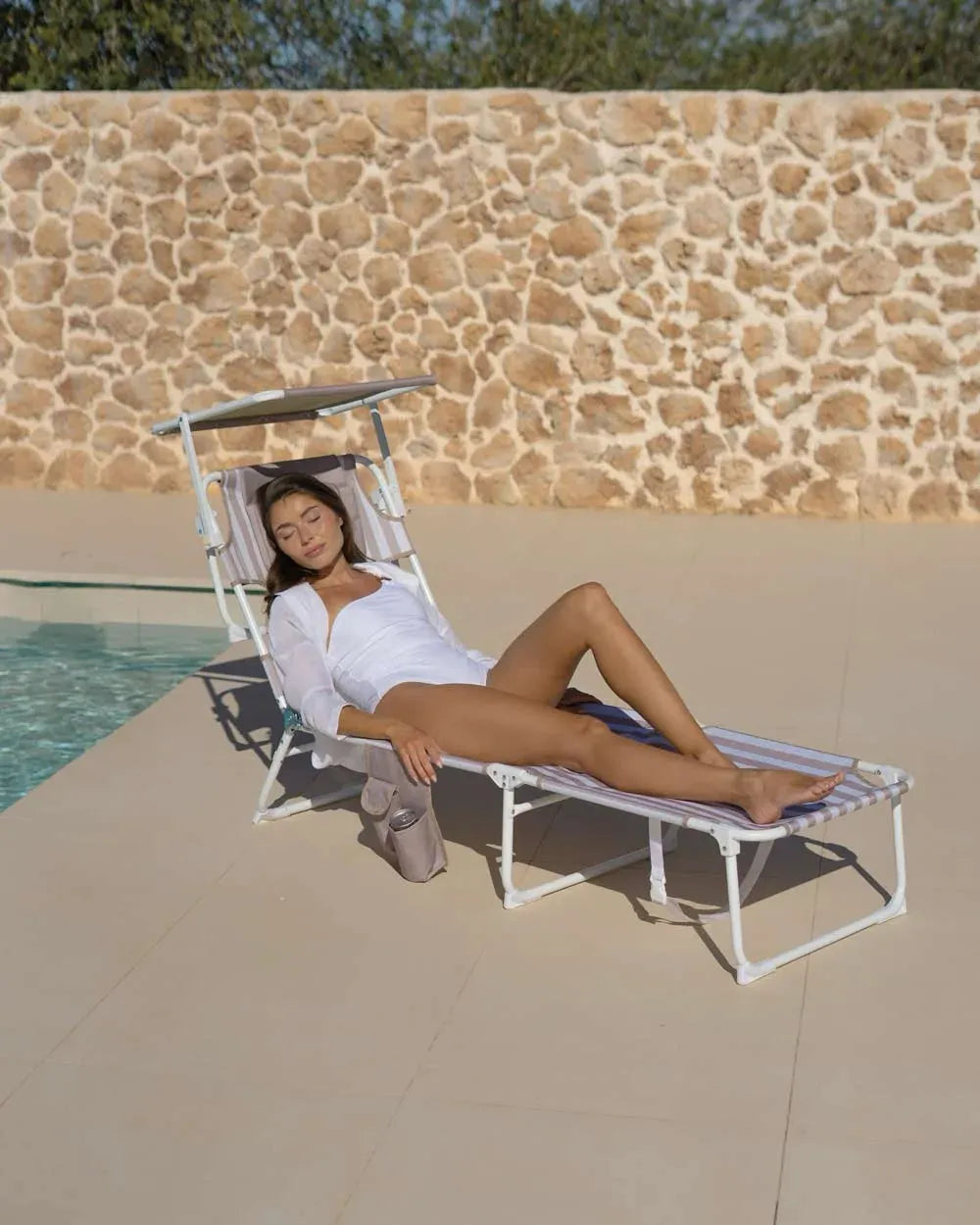 Tumbona de playa reclinable con parasol – TIVOLI