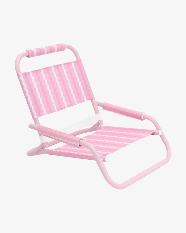 Silla de playa baja plegable rosa