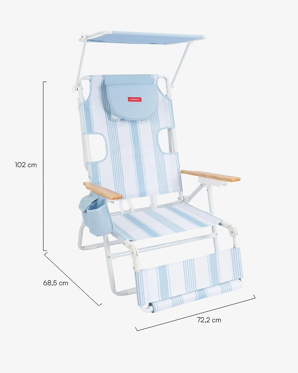 Medidas del producto Tumbona de playa reclinable con parasol – CANNES
