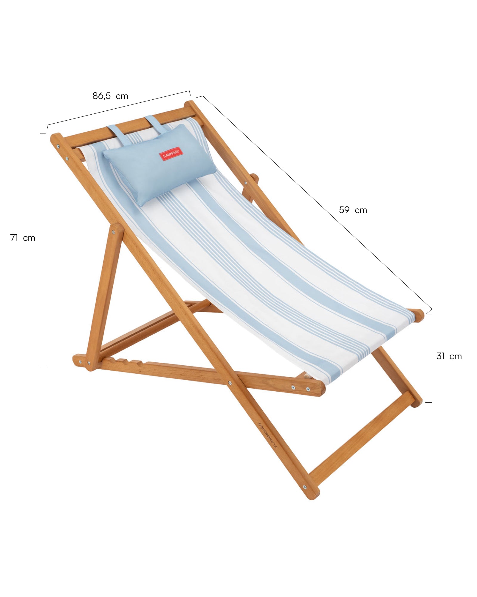 Medidas del producto Silla de playa de madera reclinable – OLBIA