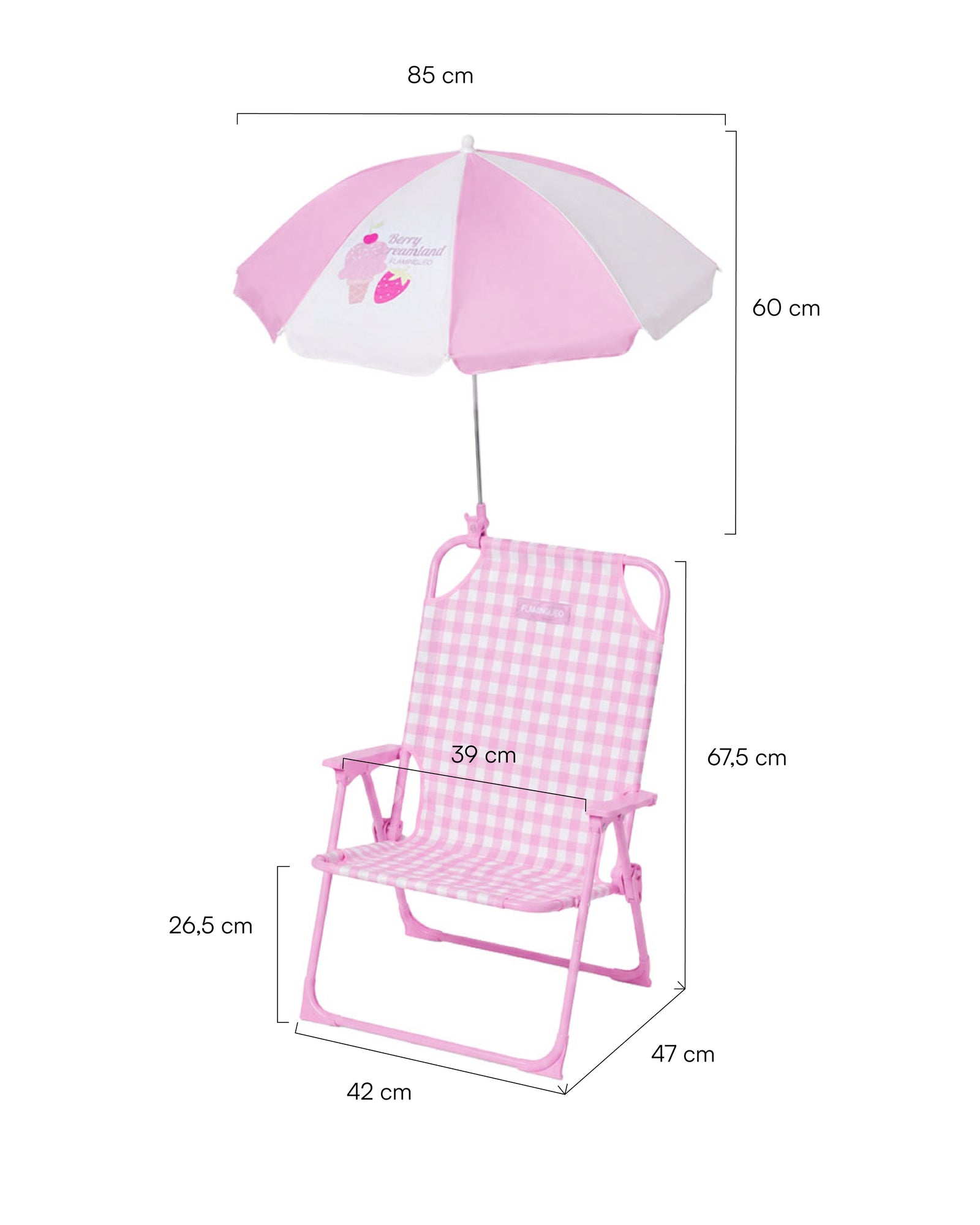 Medidas del producto Silla de playa infantil con sombrilla – FRAGOLA