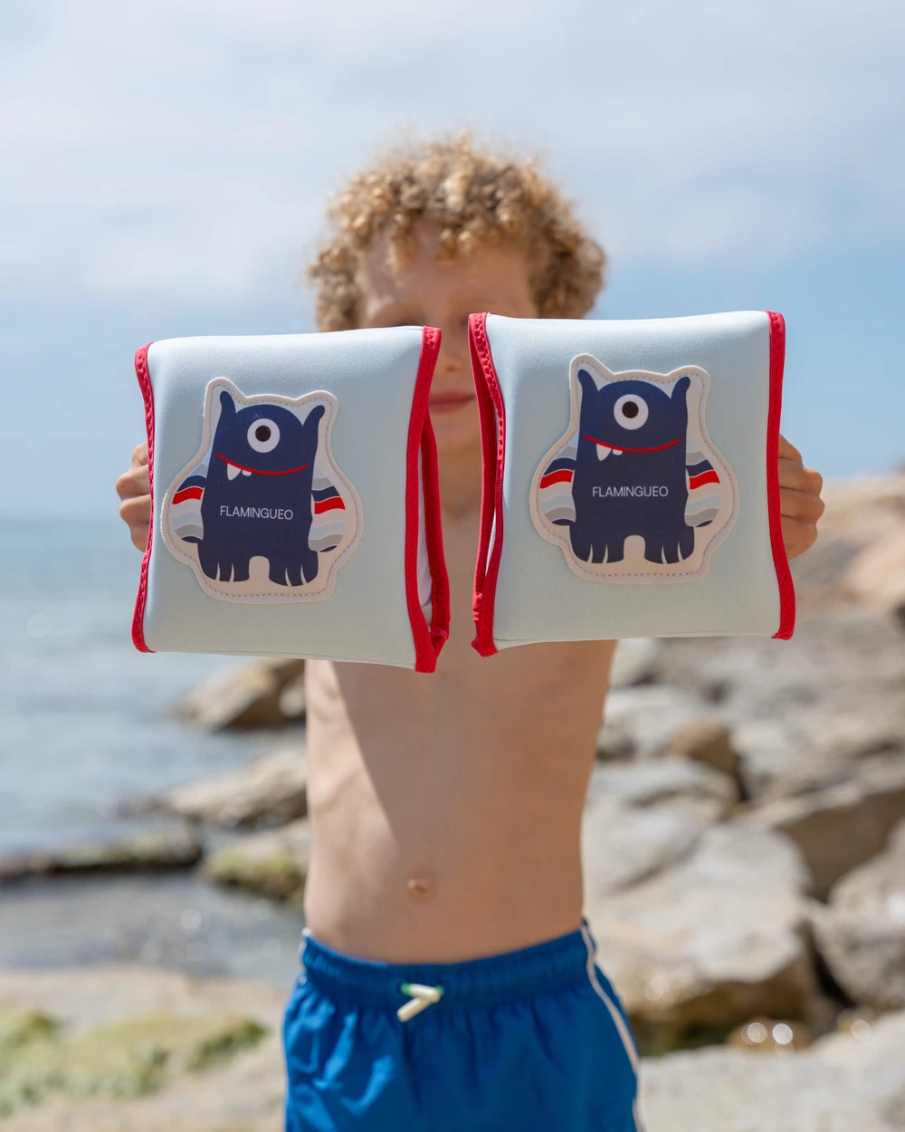 Pack toalla y manguitos infantiles - azul