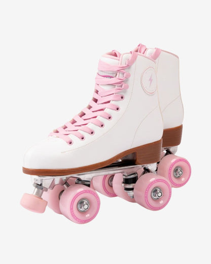 patines 4 ruedas rosa y blanco