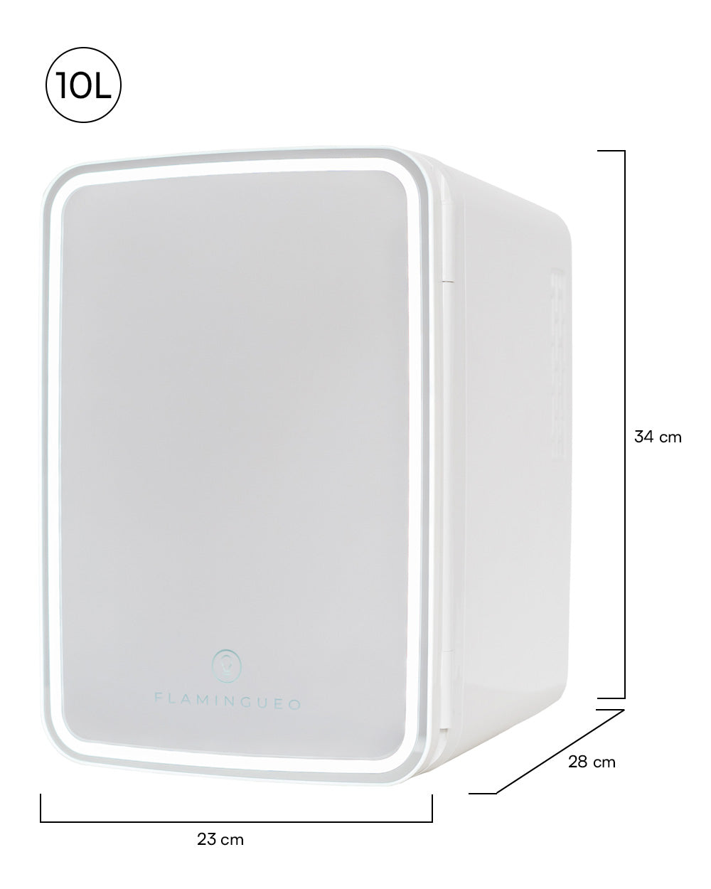 Medidas del producto Cosmetics Refrigerator with Mirror 10L - GRIMMY