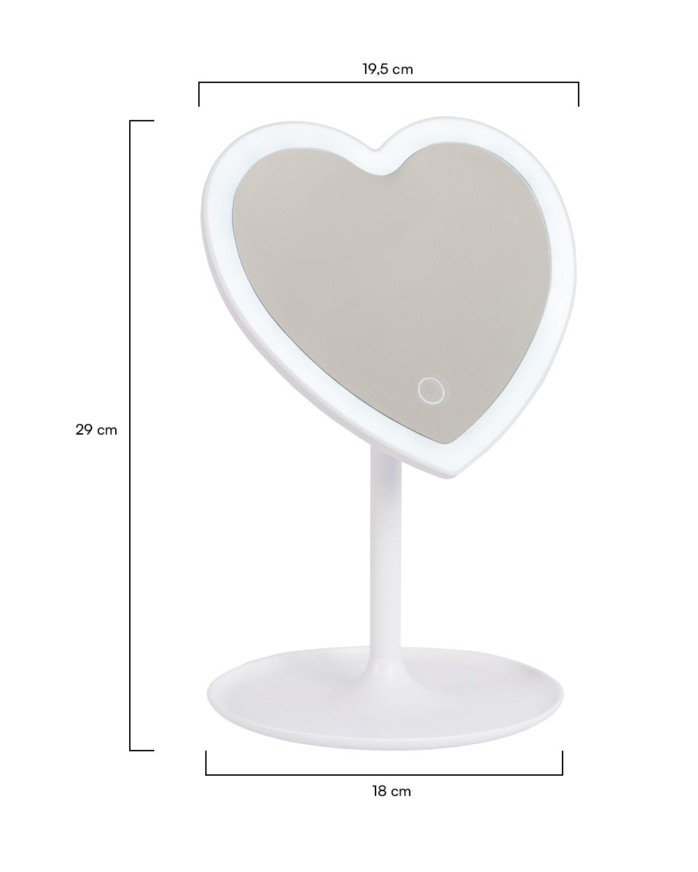 Produktabmessungen LED Heart Mirror - ZOE