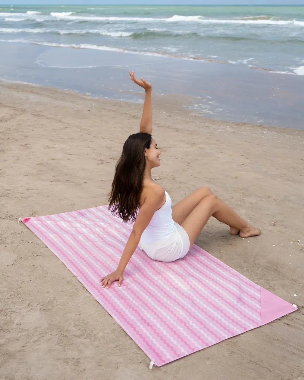Serviette de plage en microfibre rose