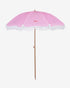 sombrilla playa y jardin rosa