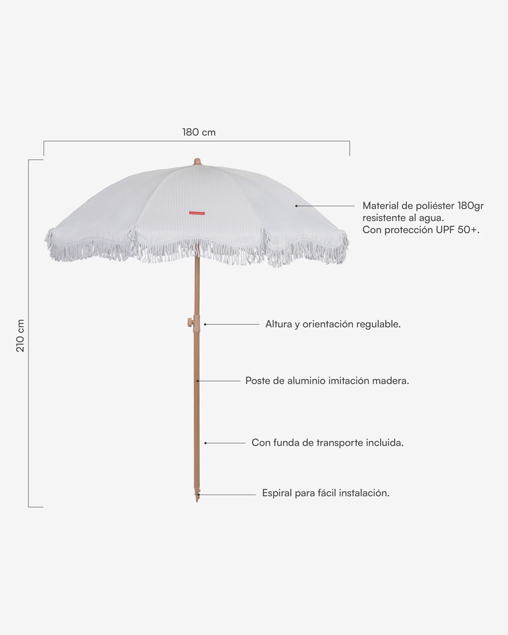 Medidas del producto Guarda-chuva bege para área externa - MARION
