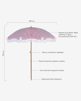 medidas sombrilla rayas finas burdeos 
