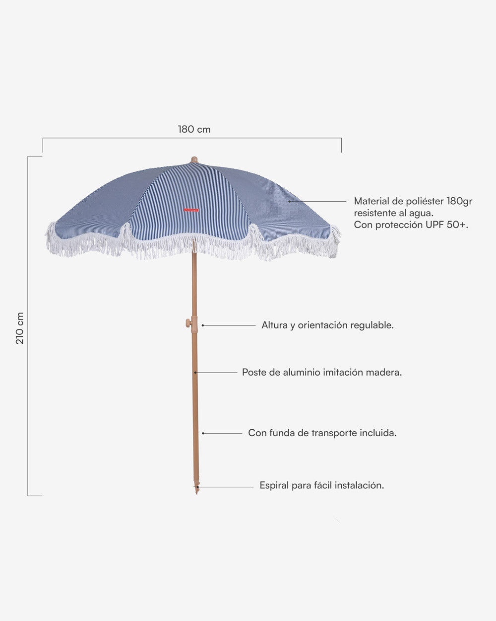 Medidas del producto Blue outdoor umbrella - MARION