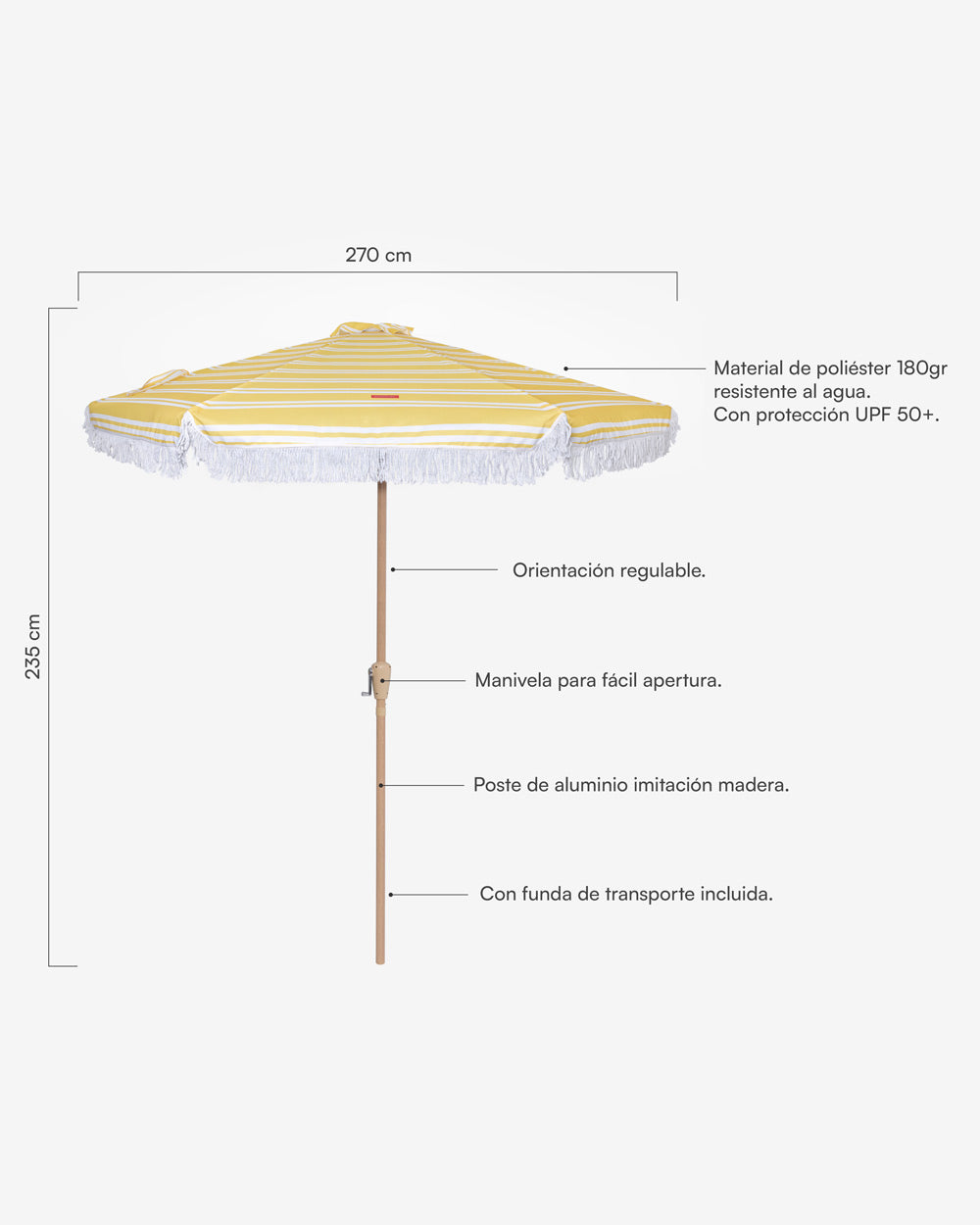 Guarda-chuva amarelo para área externa - DORIA