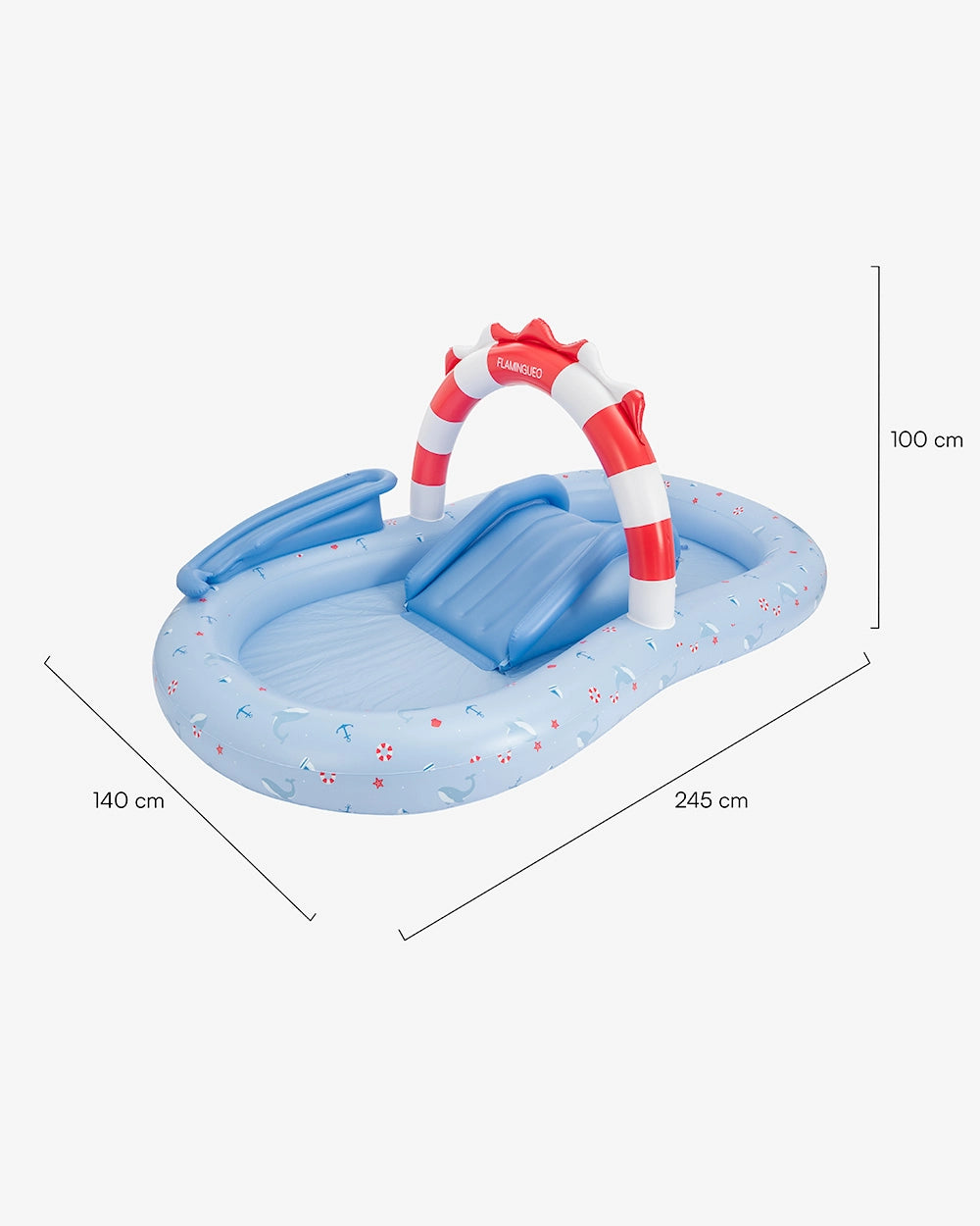 Medidas del producto Centro de juegos acuático infantil con aspersor – NESS