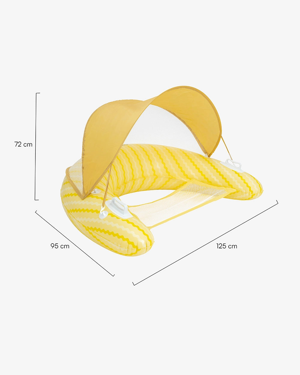 Medidas del producto Flotador asiento con rejilla y parasol – TANGO