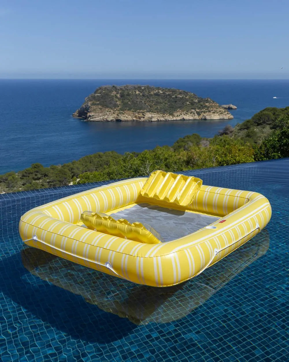 Schwimmende Sonnenliege gelbes Gitter - MALTA - Flamingueo