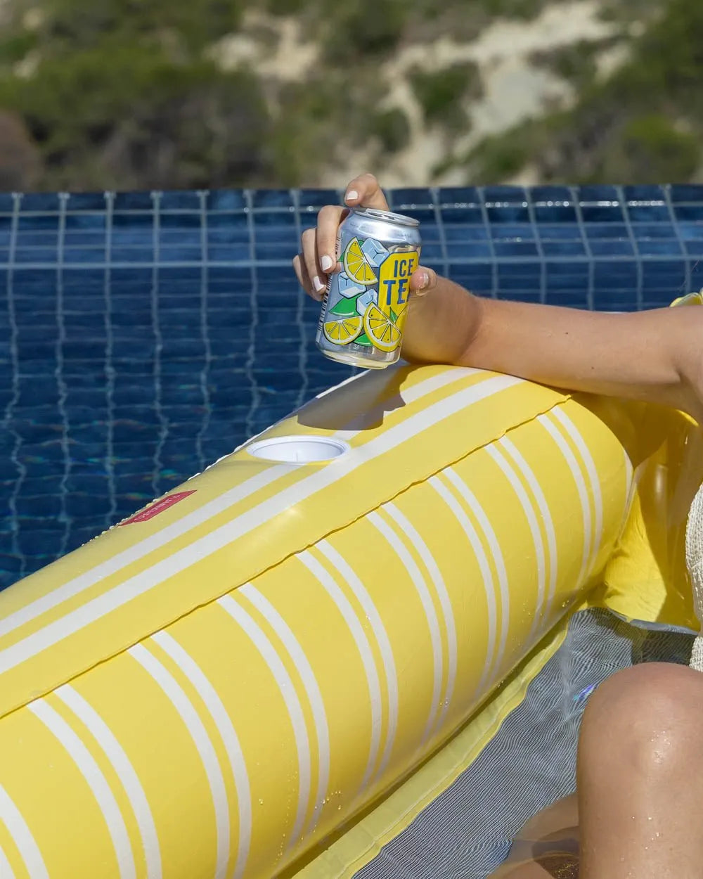 Schwimmende Sonnenliege gelbes Gitter - MALTA - Flamingueo