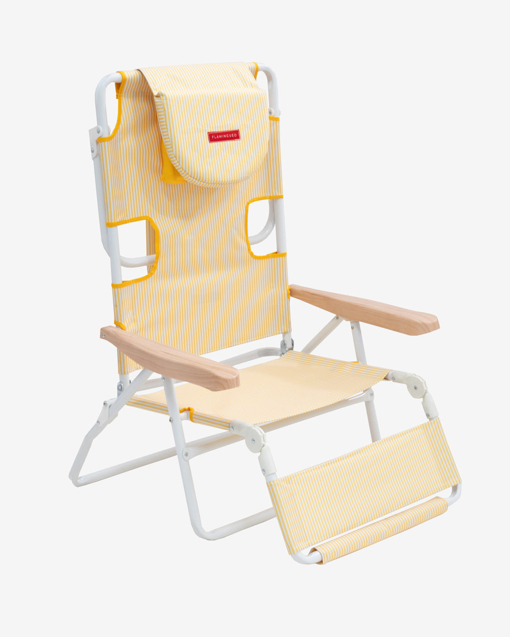 silla de playa plegable amarilla