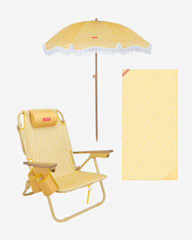 Umbrella, hammock and towel pack - yellow