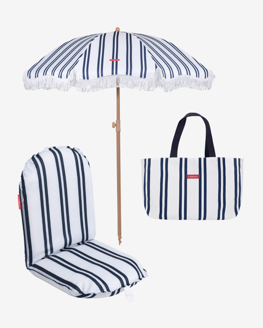 Pack sombrilla, respaldo y tote bag - azul - Flamingueo