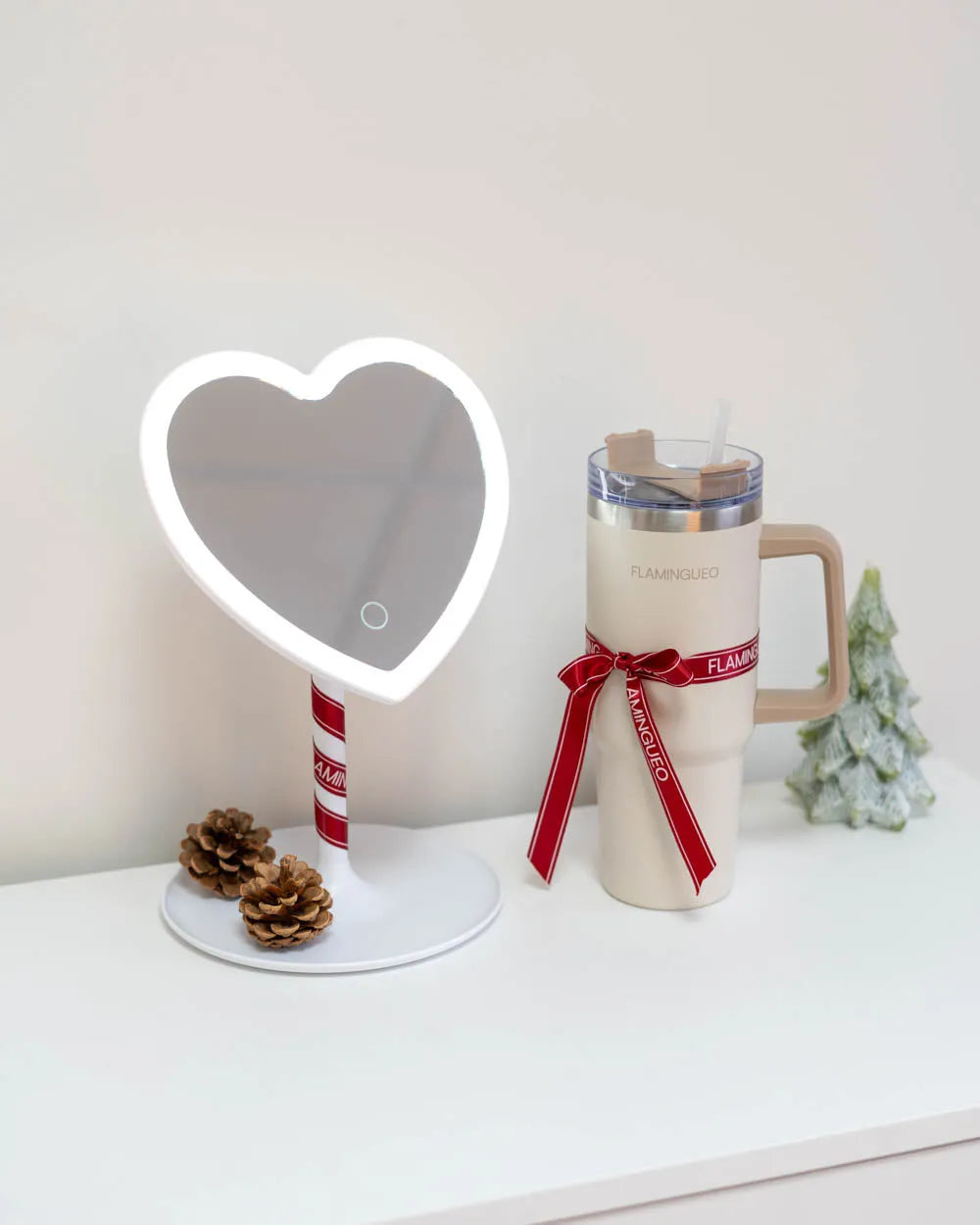 Pack termo + espejo corazón