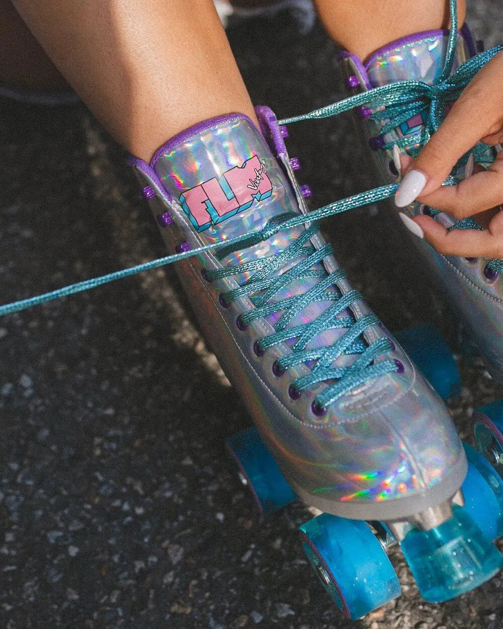 Pattini a rotelle olografici a 4 ruote - BEVERLY - Flamingueo