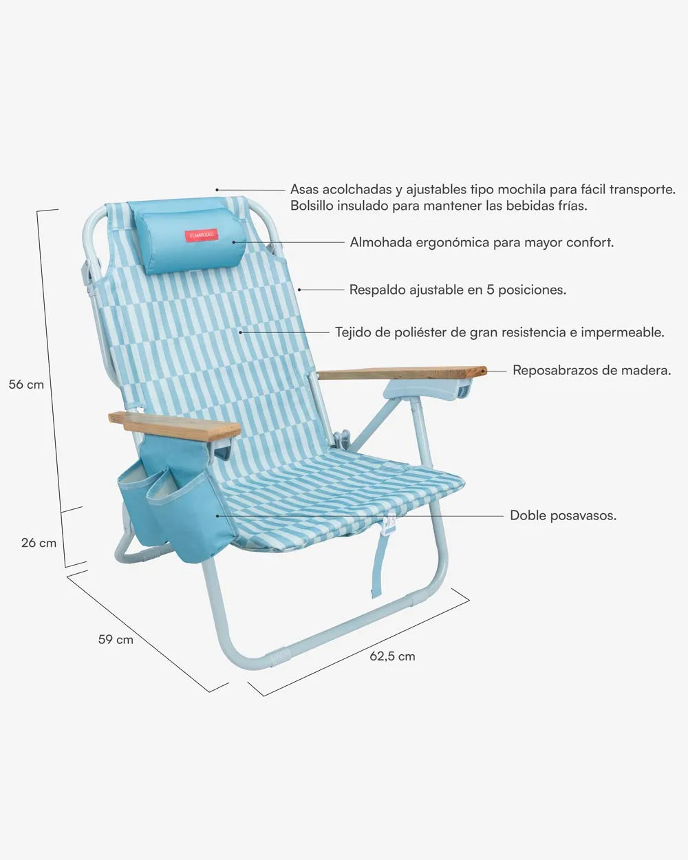 Silla plegable playa azul - ODIN - Flamingueo