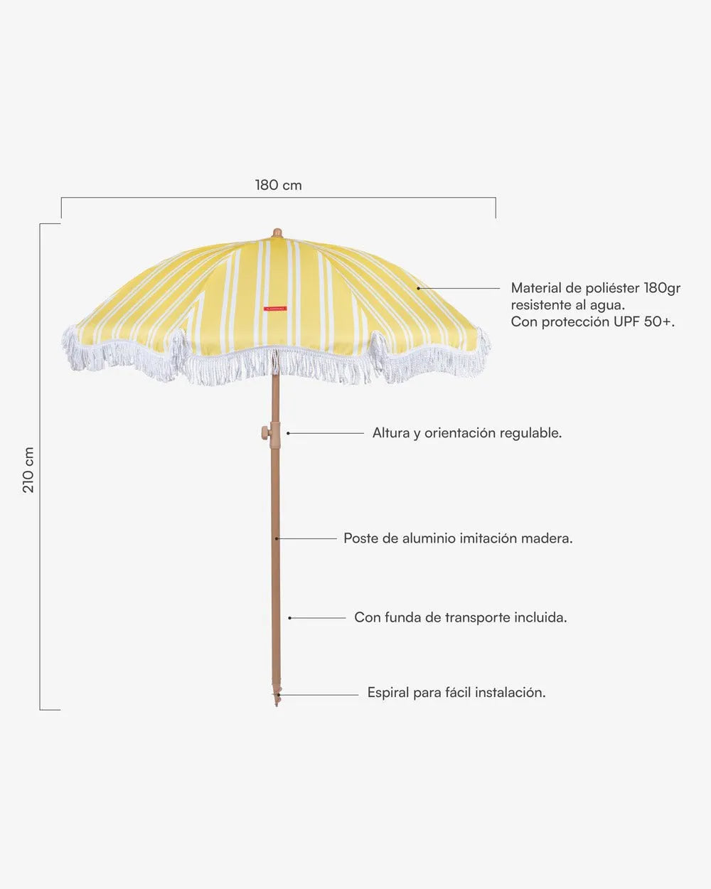 Medidas del producto Yellow outdoor umbrella - KEIRA