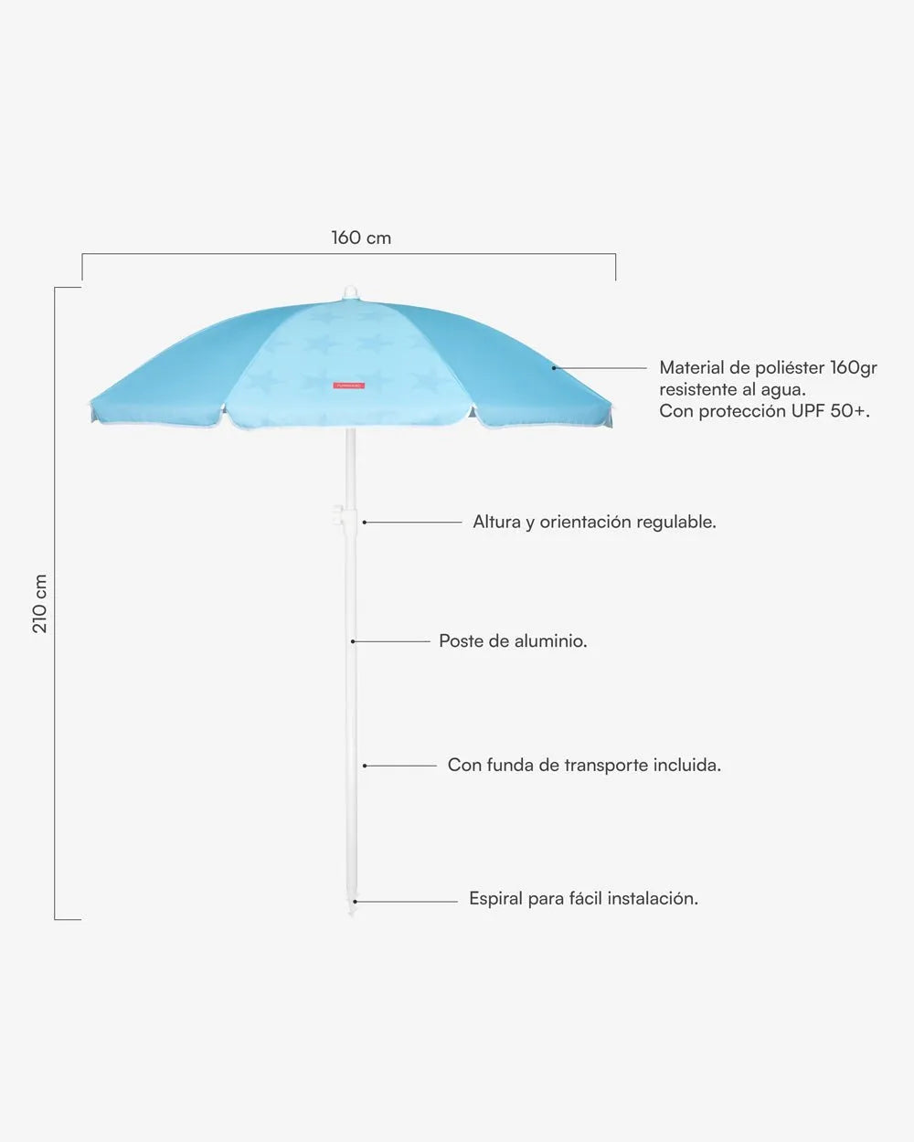 Medidas del producto Blue outdoor umbrella - CYNDI