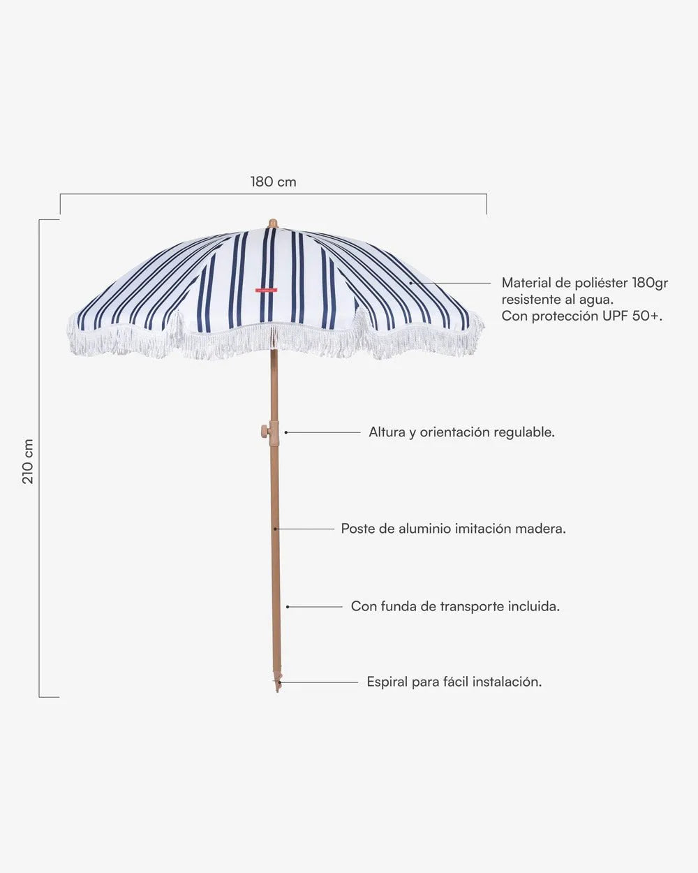 Medidas del producto Guarda-chuva azul para exterior - KEIRA