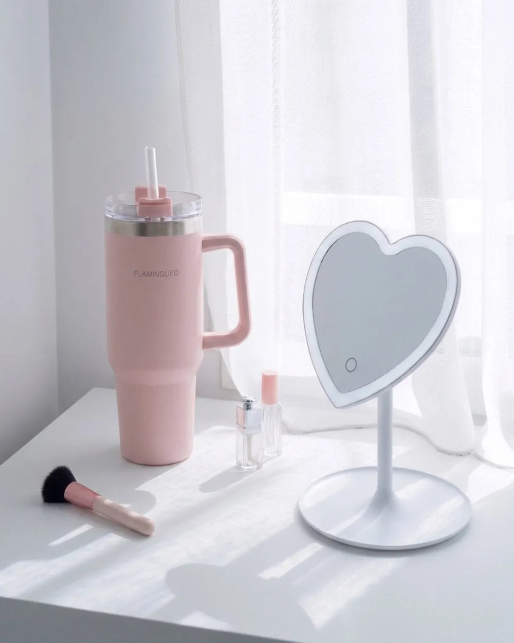 Pack termo + espejo corazón