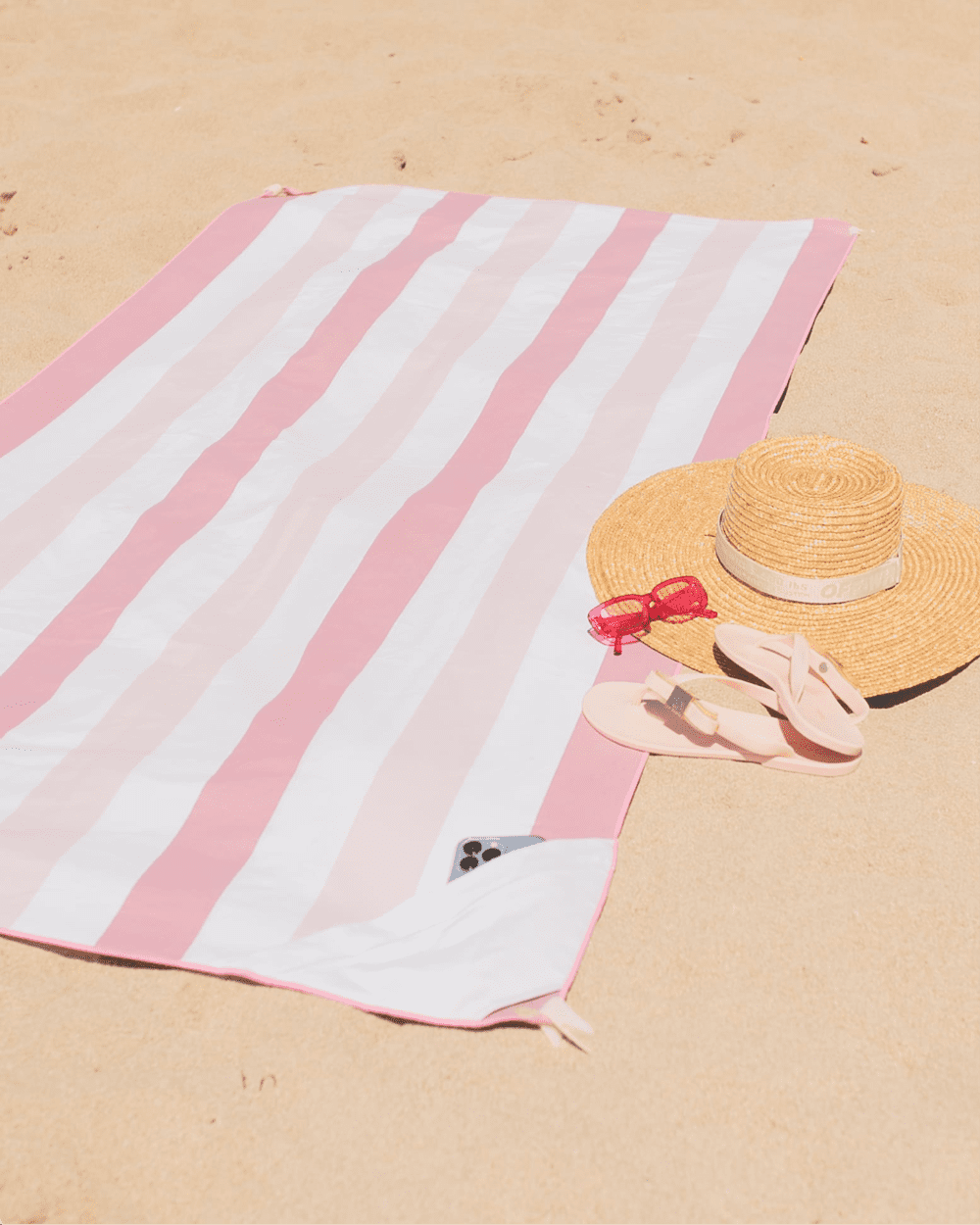 toalla playa rayas rosa